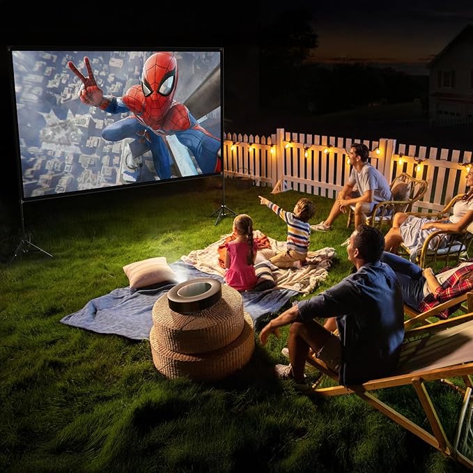 VISULAPEX Projector Screen with Stand 120 Inch, 16:9 4K HD Portable Projector Screen Indoor Outdoor, Foldable Wrinkle-Free Movie Screen 160° Front Rear Projection Screen with Carry Bag for Home Movie