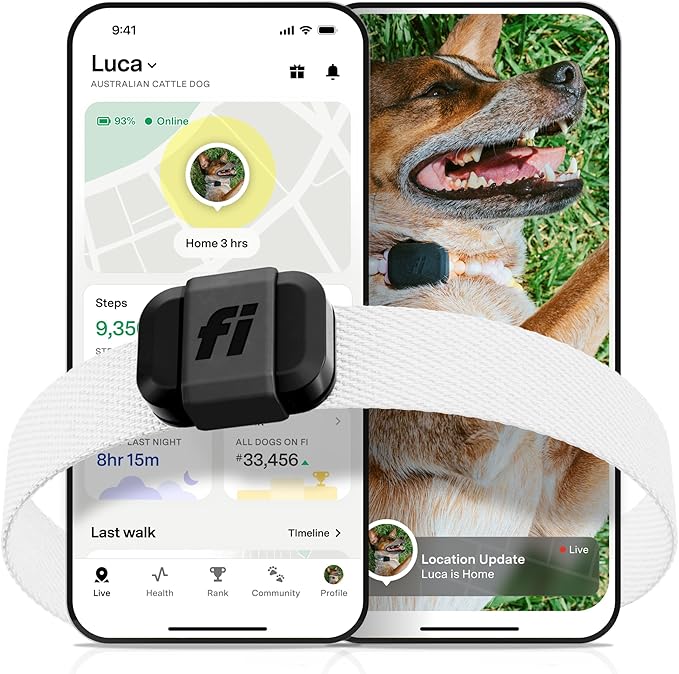 Fi Mini GPS Tracker for Dogs — 6-Month Membership Included — Smart Pet Tracking Collar Attachment — Lightweight, Virtual Fences, Escape Alerts, Step & Health, Waterproof