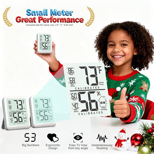 Antonki 2-Pack Room Thermometer, Digital Small Hygrometer Indoor Thermometer - Image 3