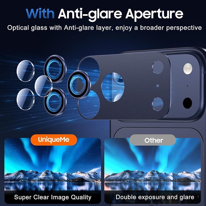 UniqueMe for 3 Pack iPhone 17 Pro Camera Lens Protector - Image 4