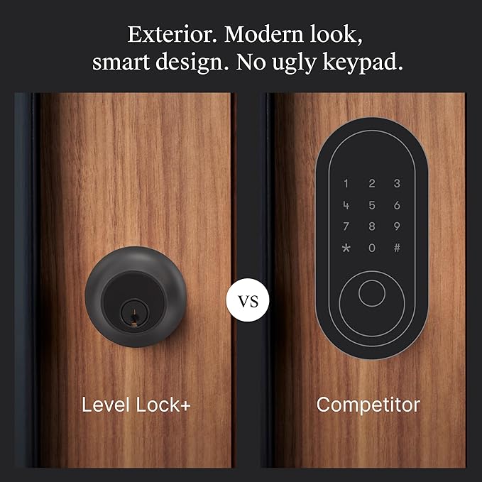 Level Smart Lock+ WiFi Deadbolt - World's Smallest Smart Lock - Apple Home Key & Voice Control - Matte Black