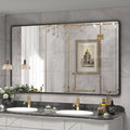 66x40 Inch Black Matte Framed Mirror for Bathroom, Rounded Rectangle Mirror, Bathroom Vanity Mirror for Wall, Anti-Rust, Shatterproof (Horizontal/Vertical)