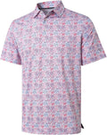 Golf Shirts for Men Dry Fit Short Sleeve Print Performance Moisture Wicking Polo Shirt