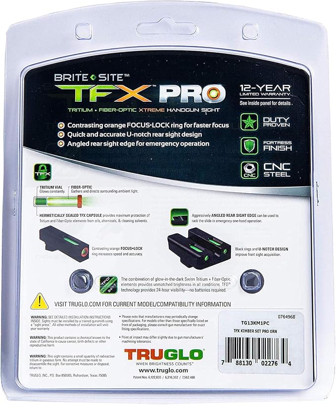 Truglo TFX PRO Handgun Sight, Glowing Shock Proof Tritium and Fiber Optic Night - Image 9