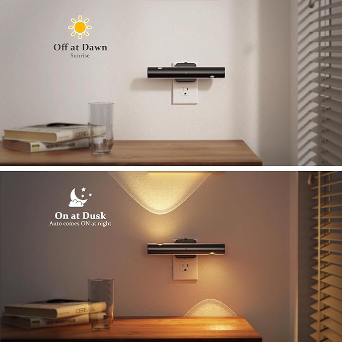 JandCase LED Night Light, Modern Night Lights Plug into Wall, Soft White 3000K,0-100LM Adjustable Brightness with Dusk-to-Dawn Sensor, Dimmable Night Lights for Bathroom, Hallway, Bedroom,Stairway