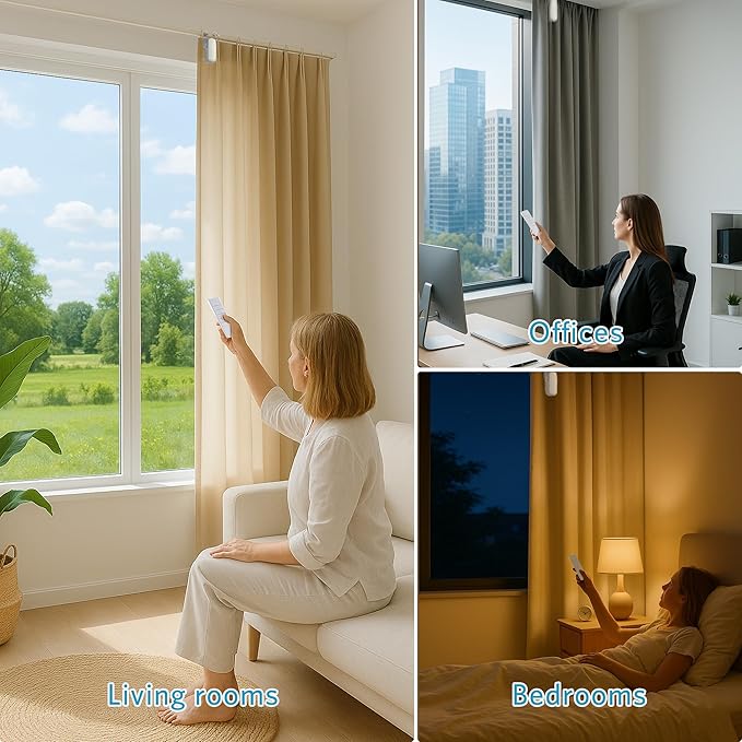Tripvyantic Automatic Curtain Opener Smart Electric: Remote Control Motorized Curtain Robot for Bedroom Living Room Window - No WiFi Needed - 20KG Load/ 6-Month Battery for Home/Office/Nursery