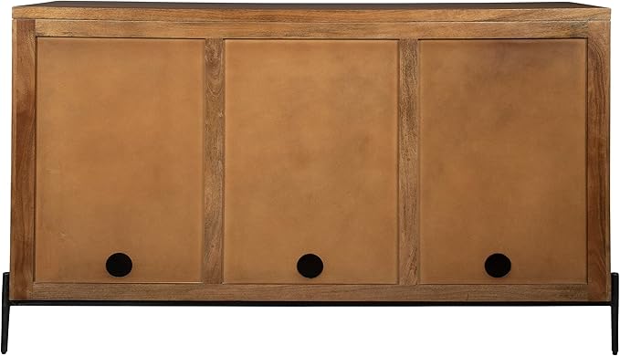 Hekman TV Stand with Storage for Living Room, Entertainment Center with Bookshelves - Bedford Brown Finish, Wood Framed Glass Doors, Back Ventilation Panel, Solid Hand-Forged Iron Hardware, TV Console