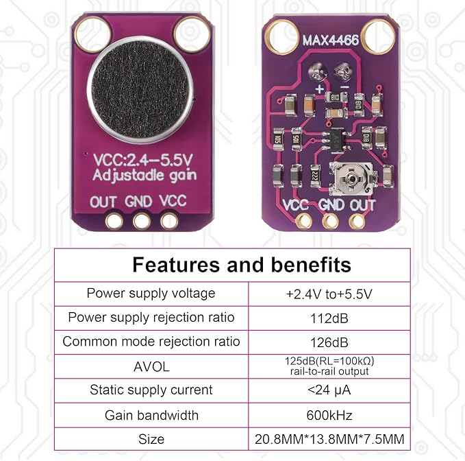 Weewooday 10 Pieces Electret Microphone Amplifier Adjustable MAX4466 Module Microphone Preamplifier Blue Breakout Board Compatible with Arduino