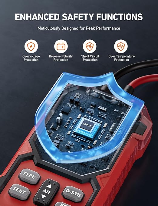 AstroAI Car Battery Tester, 12V/24V Digital Automotive Meter Diagnostic Tool,100-2000 CCA Load Capacity, for Preventive Maintenance Truck, RV, Marine Vehicle, and More