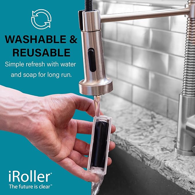 Screen Cleaner by iRoller - Pack of 12 - No Need for Spray or Wipes, Liquid Free - Reusable & Washable -Portable iPad Screen Cleaner for Touchscreen- Ideal for Smartphone, MacBook, Monitor - 3.5"