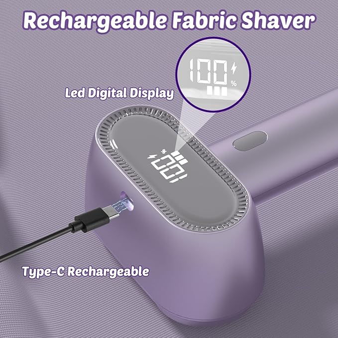 Tylasom Fabric Shaver, Rechargeable Double-Head Lint Remover, Electric Lint Shaver and Clothing Shaver to Remove Pillings and Fuzz Easily