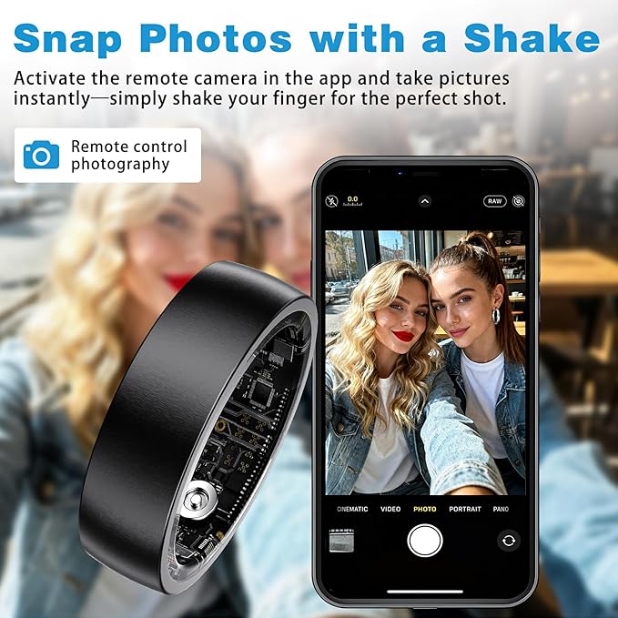 S SECRETTOP Smart Ring for Men Women, Fitness Ring with Sleep Tracker, IP68 Waterproof with Heart Rate, SpO2, Health Activity Trackers, Step Counting,Calorie Pedometer(Black 9)