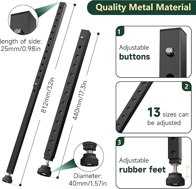 WooFog Adjustable Window Security Bars Vertical, Heavy Duty Sliding Patio Glass Door Lock Bar with Rubber Feet, 17-32 inch Window Safety Stopper for Up and Down Windows -Black 1 PCS Patented
