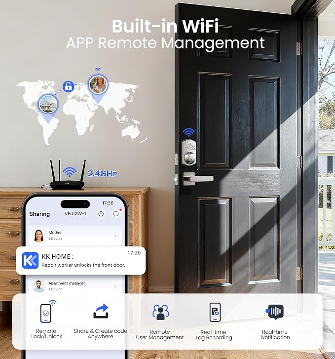 Veise VE012W-L Built-in Wi-Fi Fingerprint Smart Lock - Image 3