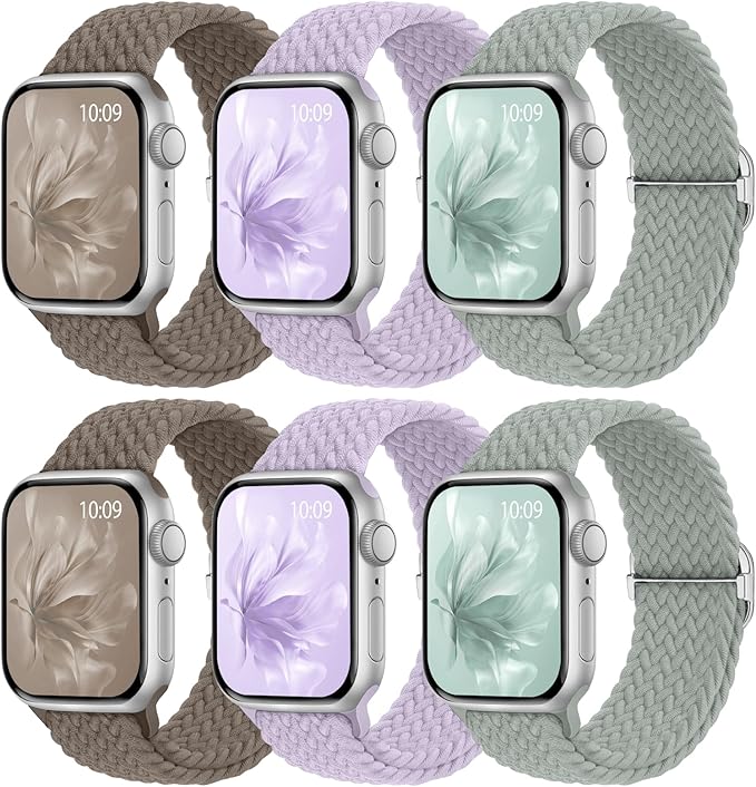 6 Pack Braided Stretchy Bands Compatible by KnossenWatchBand