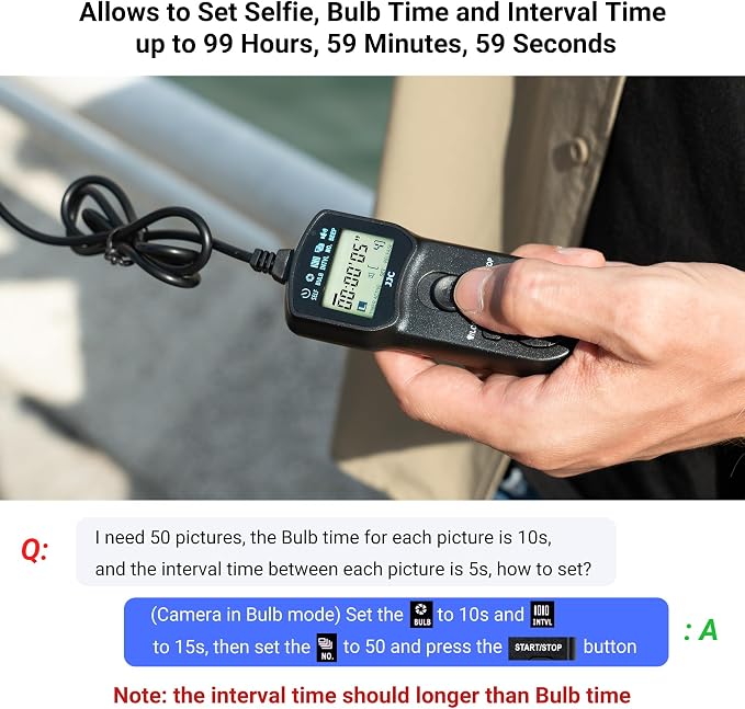 JJC Intervalometer Timer Remote Control Shutter Release - Image 3