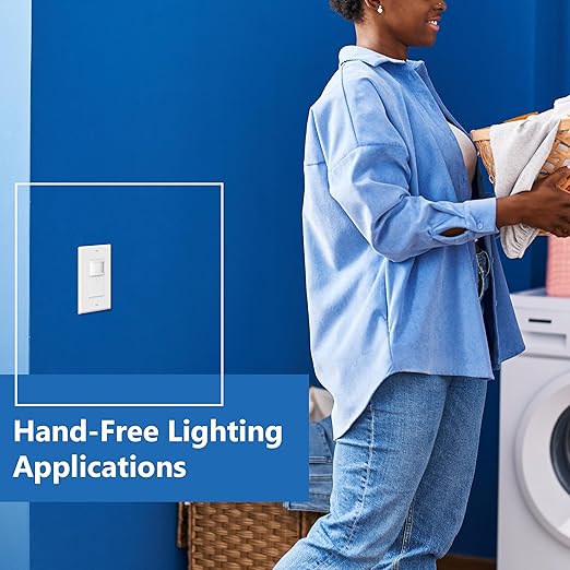LIDER Motion Sensor Switch with Wall Plate, UL Listed, PIR Sensor Switch, Occupancy/Vacancy, No Neutral Required, Ground Wire Required, 1-Pole, Modern Smart Home, White, Wall Plate Included, 2 Pack