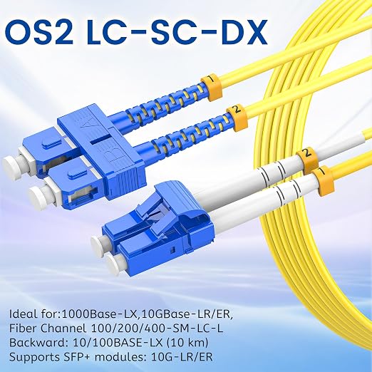SpeedyCables- OS2 LC to SC Single Mode Fiber Patch Cable 5M/16ft 6-Pack - Image 3