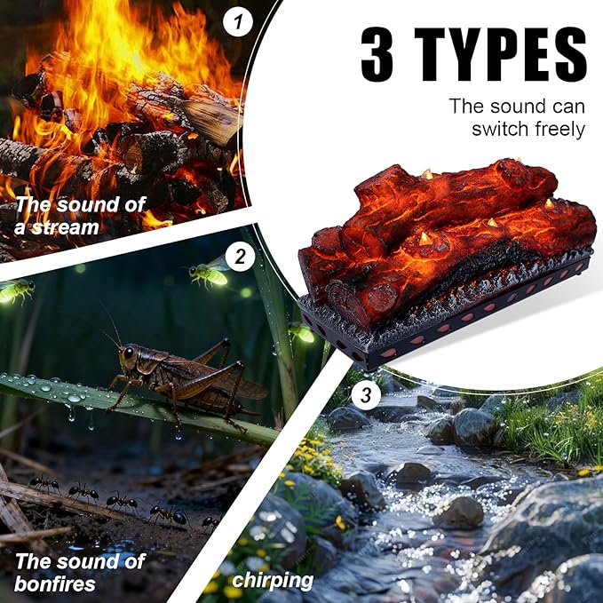 Electric Fireplace Logs Realistic Flame Effect Candle LED Flame Light USB Powered Electric Fireplace Remote Control Fireplace Placement Home Decoration 12.4*5.91*7.87 In No Heat Function