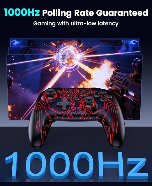 ELISWEEN Wireless Gaming Controller with Charging Dock for PC| Hall Effect Joystick & 1000Hz Polling | Programmable Back Buttons, RGB, Turbo, Gyro | Compatible with Switch/Switch 2, Android, iOS