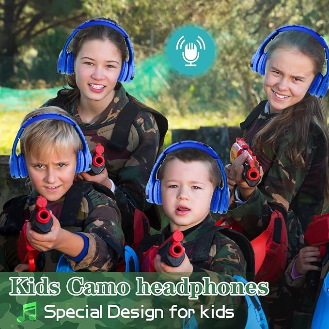 Toddler Headphones Wireless, Kids camo Bluetooth Headphones, 5 Button Easy Use - Image 6