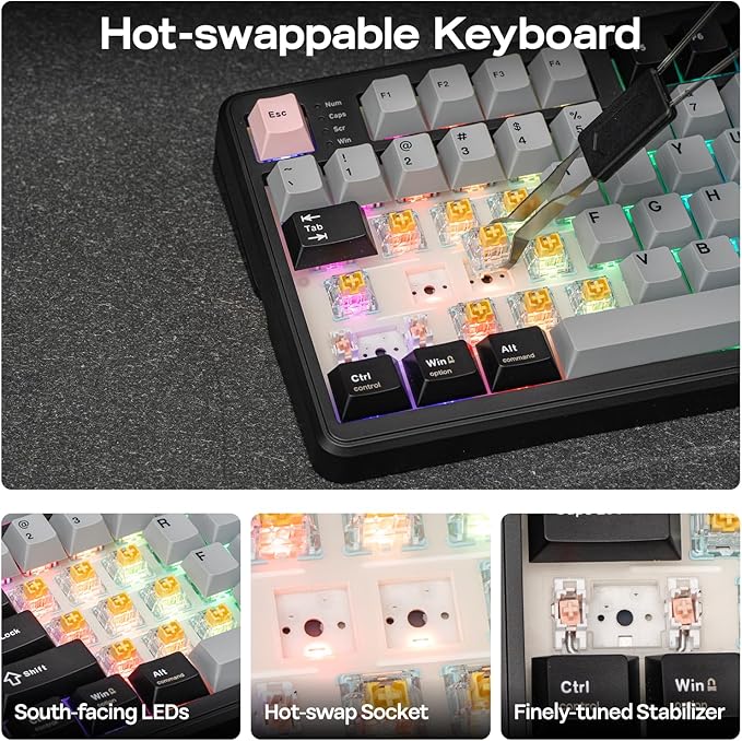 EPOMAKER TH99 PRO 96% Mechanical Keyboard with Screen & Knob, 10000mAh, 2.4Ghz/BT, Hot Swap, Custom Driver, RGB Backlight, PBT Keycap, Wireless Gaming Keyboard for PC/Mac (Black, Creamy Jade)