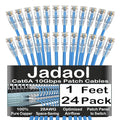 Jadaol UL Listed Patch Cables Cat 6a / Cat 6 1 ft 24-Pack, 10Gbps 550MHz Slim by Jadaol