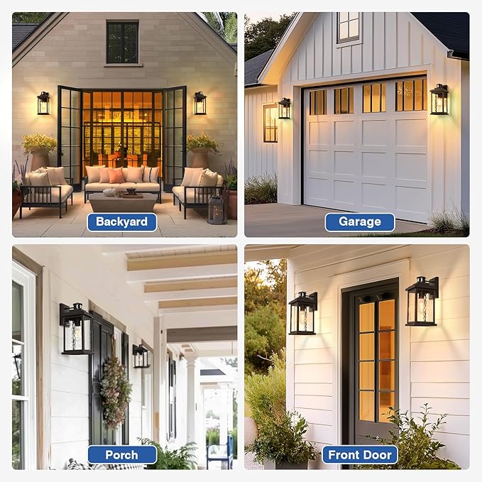 VIANIS Advanced Motion Sensor Light Outdoor, 2 Pack Large Bronze Exterior Lighting Fixtures, Easy-to-Install, Aluminum Waterproof Porch Lights Outdoor with Water Glass for Porch, Garden, Front Door