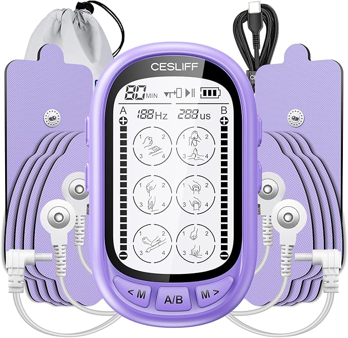 Dual Channel TENS EMS Unit TENS & PMS Unit (Model: YF1503) (Purple)