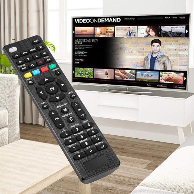 Universal TV Remote Control is Suitable for LED Smart TVS of LG,Samsung,Sony,Philips,Panasonic,Sharp,Toshiba,Hitachi,VIZIO,TCL,JVC,Hisense and Other Brands (1pack)