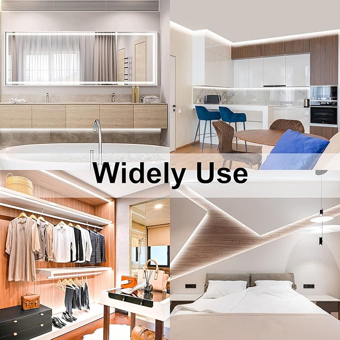 AXMOTUT 32.8ft White COB LED Strip Light, High Bright LED Strips with 320LEDs, RF Remote and UL Power Supply, 6000K Dimmable LED Lights for Bedroom, Kitchen, DIY Home Decoration, 2 Rolls of 16.4ft