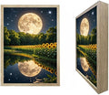 URVIP LED Glowing Photo Frame, 3D Starry-Sky Blue Moon Wall Art, 9x12 Inches Dimmable Light Up Light Painting for Bedroom, Unique Aesthetic Decor, Great Birthday Gift for Women Men