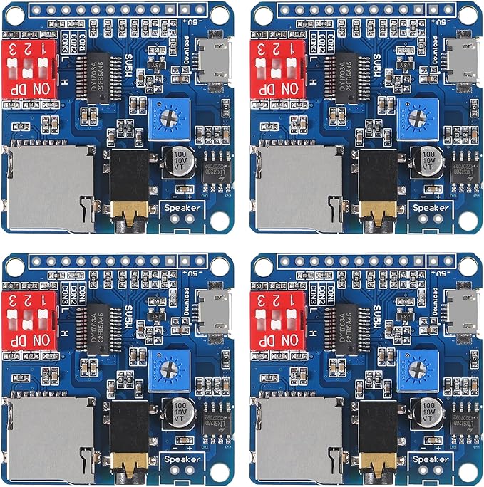 Diann 4pcs MP3 Voice Playback Module DY-SV5W Player Music Voice Board IO Trigger UART Serial Adapter Control Playback Module Sound Board Amplifier Board Support 32G Card
