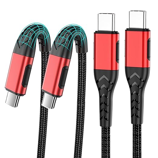 Durcord USB C Cable, 2Pack 60W 6ft USB C to USB C Charger Cable Fast Charging for Android/Phone/Pad, Type C to Type C Charger Braided Compatible with iPhone 15 Pro/Plus/Max/Android/Phone/Pad Red