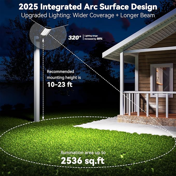 MMKT Solar Lights Outdoor, 8000W 3 Color Solar Street Lights, Commercial Solar Parking Lot Lights Waterproof Dusk to Dawn, Security Flood Lights with Motion Sensor for Yard, Basketball Court 2Pack