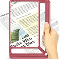 5X Full Page Magnifying Glass for Reading, Lightweight Rectangular Magnifier Provides Large Book Page Viewing Area, Handheld Magnifier for Reading Small Prints for Seniors, Low Vision-Red