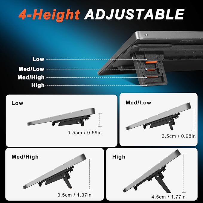 MEKASS Computer Keyboard Stand for Desktop, Adjustable Keyboard Riser, Extendable Holder, Non Slip, Ergonomic Office Desk Accessories for Flat-Back Keyboard Only (Blue)