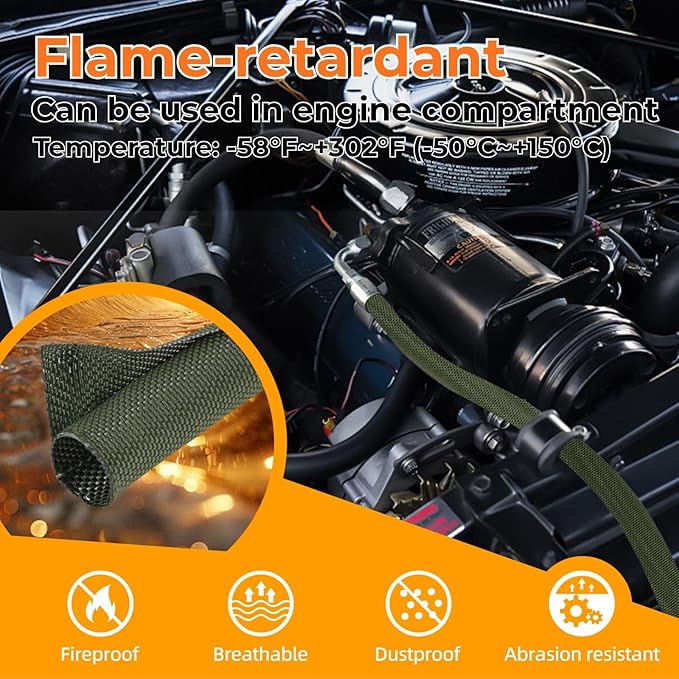 HOLED 5/16 inch Split Braided Cable Management Sleeve for USB Cable Power Cord Audio Video Cable, Wire Loom Cord Protector from Cat Dog Chewing (Black, 25FT)