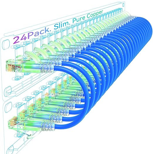 Sokqovt Cat6a Slim Ethernet Cable 1ft, Flexible 10G 550MHZ, 28AWG Pure Copper by Unknown