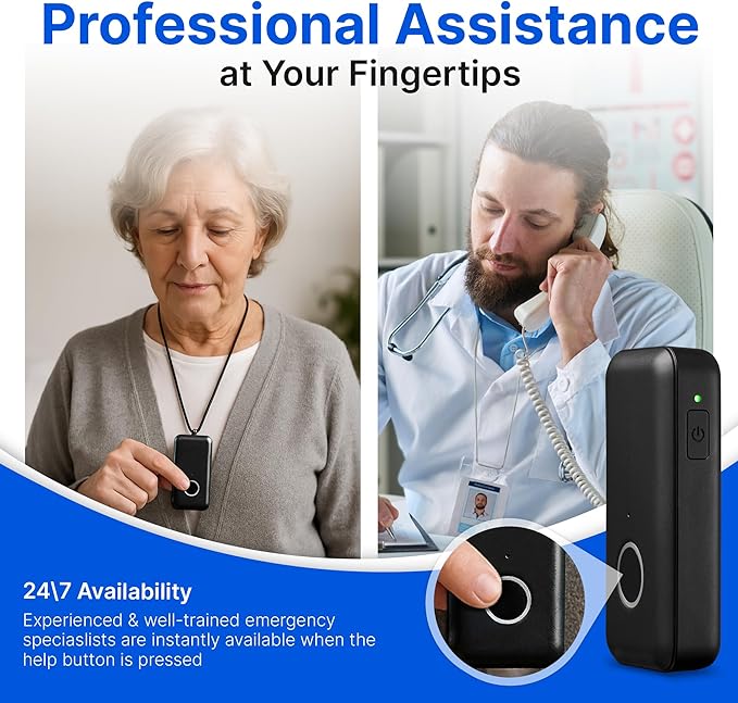 Home&Wellness Senior Safety Gemini Go Anywhere Medical Alert Device Button with Fall Detection ATT Cellular