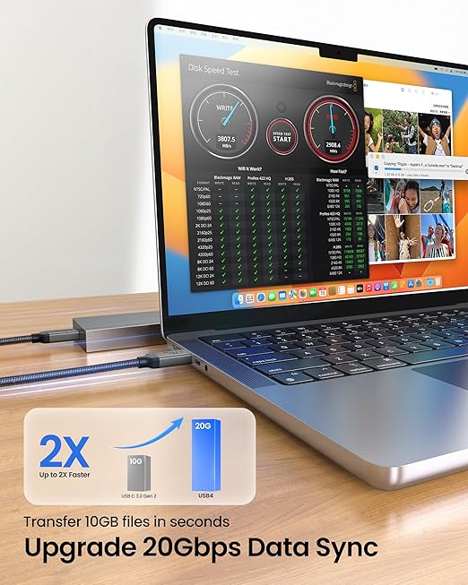 Silkland USB 4 Cable Long for Thunderbolt 4 Cable 16.5FT/5M, 20Gbps Data Sync, 5K/4K@60Hz, 240W Charging, USB C Thunderbolt Cable, Compatible for MacBook, Monitor, Dock, iPhone 17, VR Headset, Camera