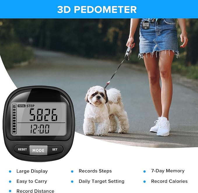 3D Pedometer Step Counter for Walking and Miles, Simple Step Tracker - Image 3