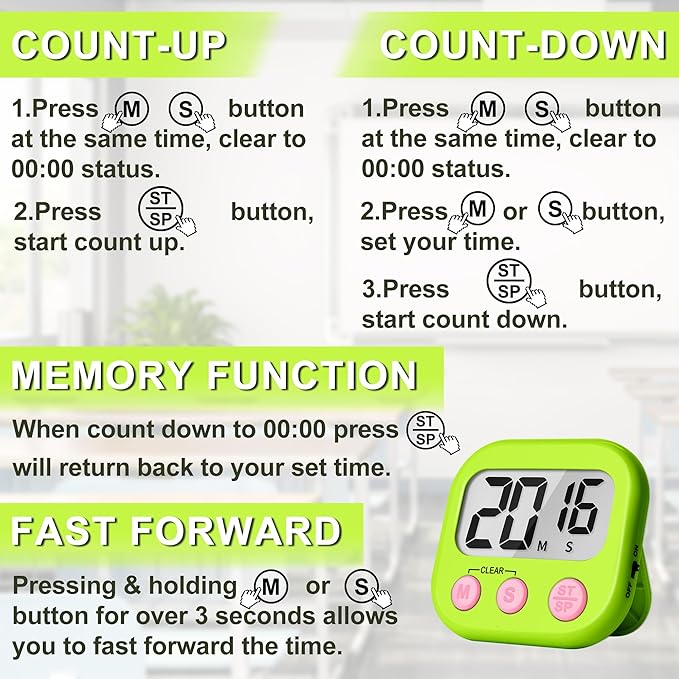 ZILLEEN Classroom Timer for Kids Teachers 6 Pack Digital Timers