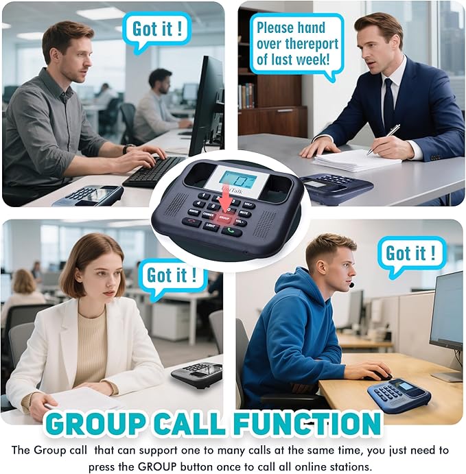 UniTalk Wireless Intercoms for Home & Office, Two-Way Real-time Full-Duplex Voice System with Offline Voice Control,Group Call & Monitor Function, Clear Sound, Long Range Up to 1/4 Mile (UT-001-1F1P)