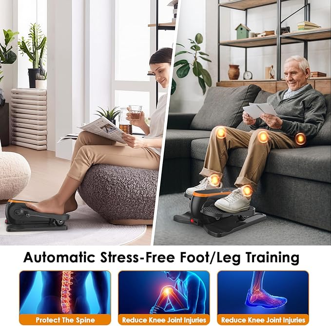 Under Desk Elliptical Machine for Senior Mini Elliptical Leg Exerciser with Remote Quiet Portable Electric Seated Foot Pedal Exerciser for Home Office