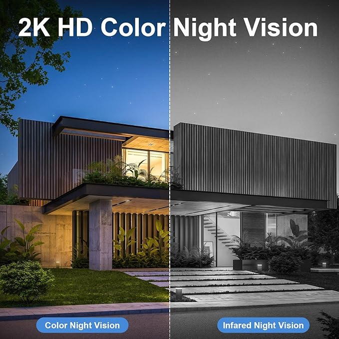Security Cameras Wireless Outdoor, WIFI Cameras for Home Security, Wireless Outdoor Security Camera Solar Powered, 360 Camera with PTZ, PIR Sensor, 2K HD Color Night Vision, SD/Cloud, IP66 Waterproof
