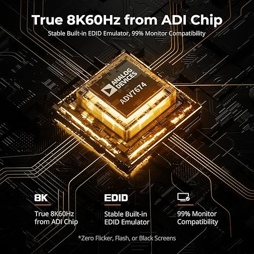 TESmart 8K@60Hz HDMI KVM Switch 2 Monitors 2 Computers USB 3.0, HDMI KVM Switch Dual Monitor 4K@144Hz for Gaming Dock, Support EDID, Gigabit Network, Hotkey Switch, Audio & Mic with All Input Cables