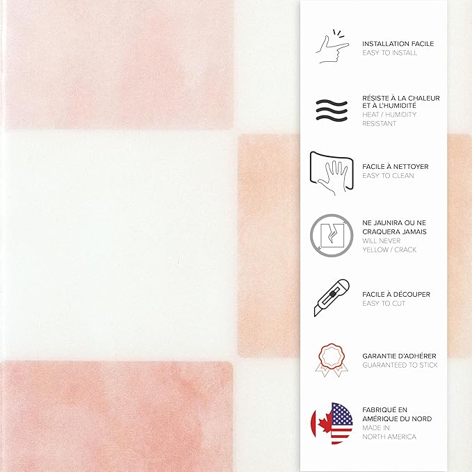 SMART TILES Peel and Stick Backsplash - 5 Sheets of 7,75'' x 7,75'' - 3D Adhesive Peel and Stick Tile Backsplash for Kitchen, Bathroom, Wall Tile, Checkered