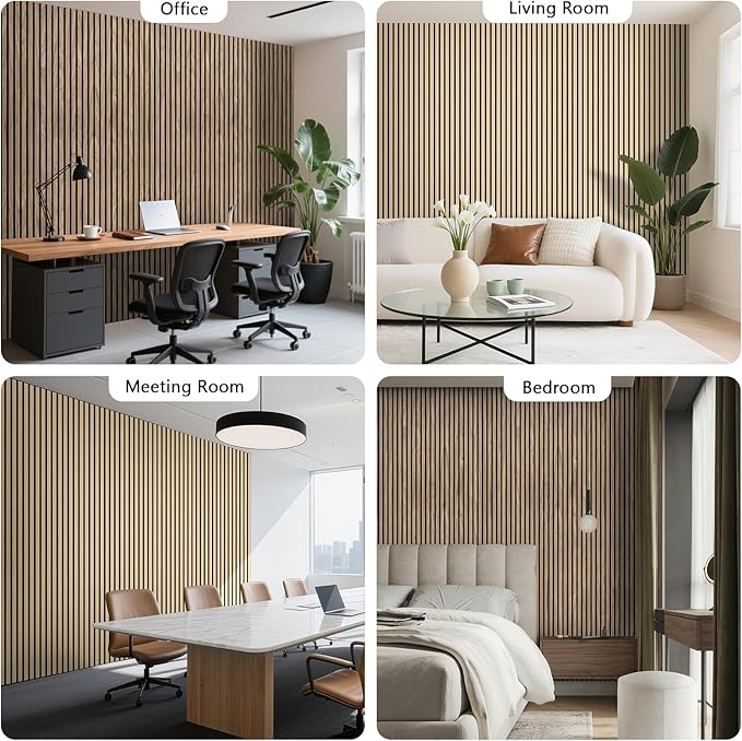 Acoustic Wall Panels, 2 Pack Wood Slat Wall Panel, Soundproof Wall Panels, 3D Textured Wall Decor for Ceiling and Wall, 23.6" x 47.2", in Walnut Finish