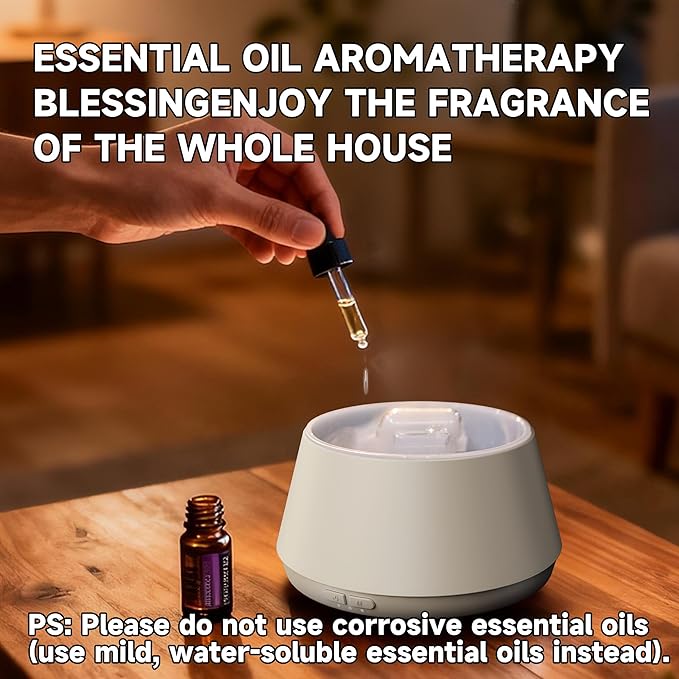 Essential Oil Diffuser, 7 Colors Flame Effect Aroma Humidifier with Timer, Ultrasonic Aromatherapy Diffuser for Home, Office, Bedroom, Yoga (White)